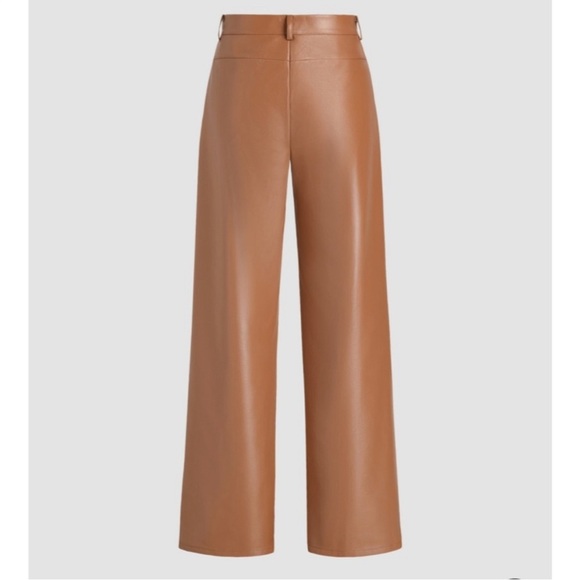 NWT Cider Brown Faux Leather Wide Leg Pants size M - Picture 2 of 7